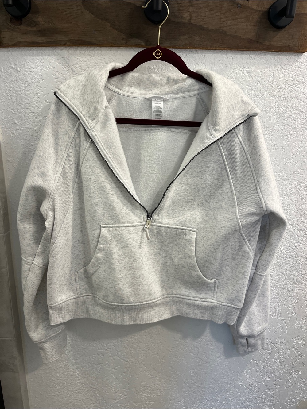 Jockey Light Gray Half-Zip Pullover Hoodie